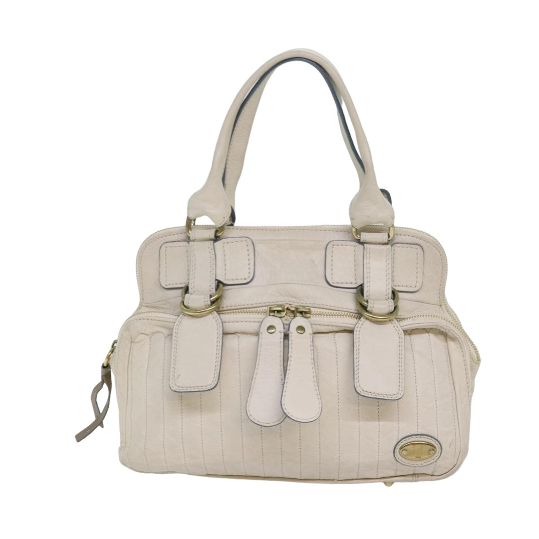 Chloe Hand Bag Leather White bs16390