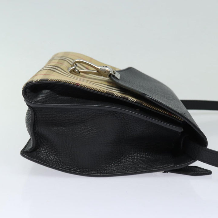 Burberry Nova Check Shoulder Bag Canvas Leather Beige Black Auth bs16405