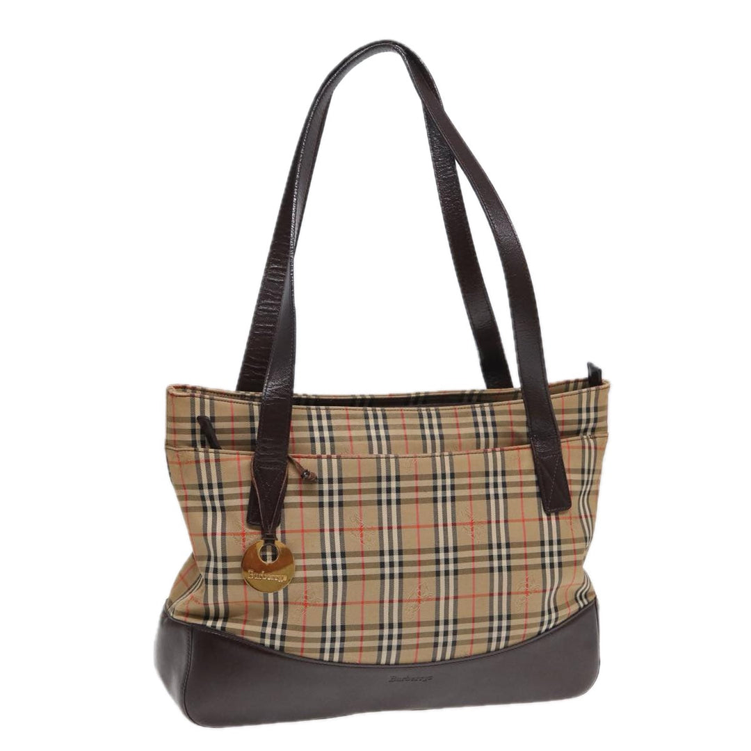 BurberrySs Nova Check Shoulder Bag Canvas Beige Auth bs16418