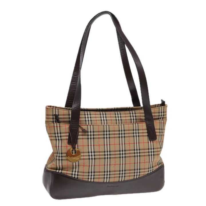 BurberrySs Nova Check Shoulder Bag Canvas Beige Auth bs16418