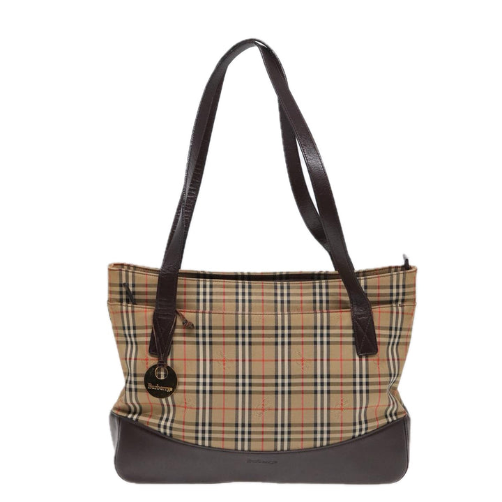BurberrySs Nova Check Shoulder Bag Canvas Beige Auth bs16418
