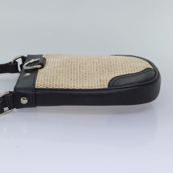 Burberry Shoulder Bag leather Straw Beige Dark Brown Auth bs16419