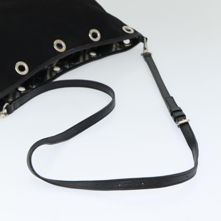 Burberry Blue Label Shoulder Bag Canvas Black Auth bs16430