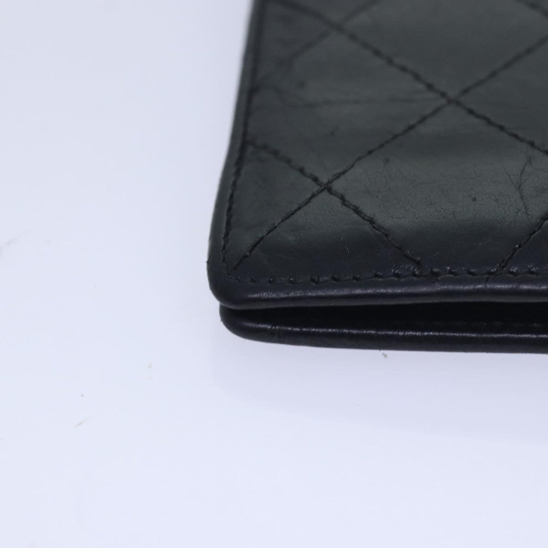 Chanel Cambon Line Long Wallet Leather Black CC Auth bs16463