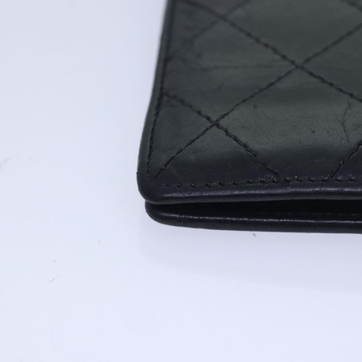 Chanel Cambon Line Long Wallet Leather Black CC Auth bs16463