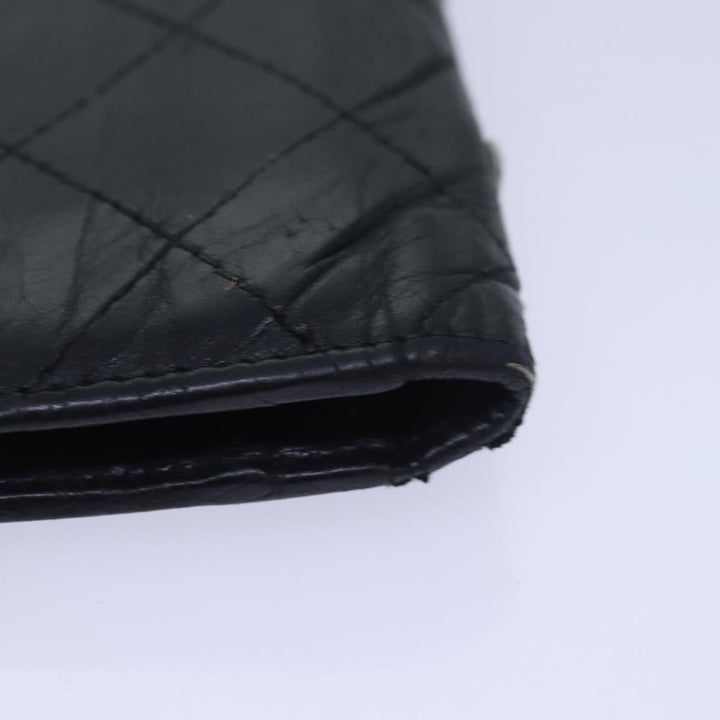 Chanel Cambon Line Long Wallet Leather Black CC Auth bs16463