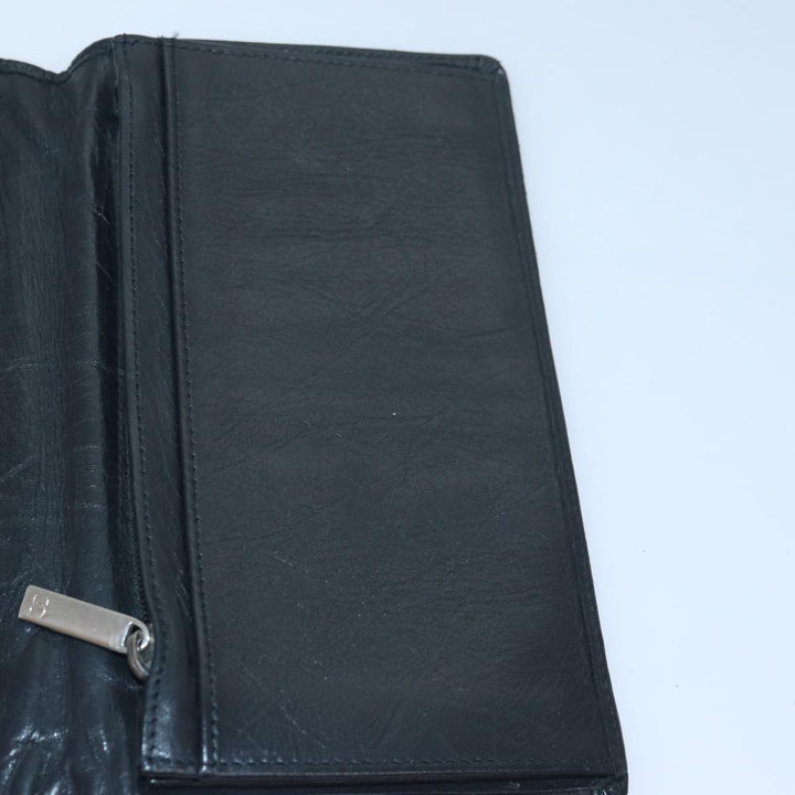 Chanel Cambon Line Long Wallet Leather Black CC Auth bs16463