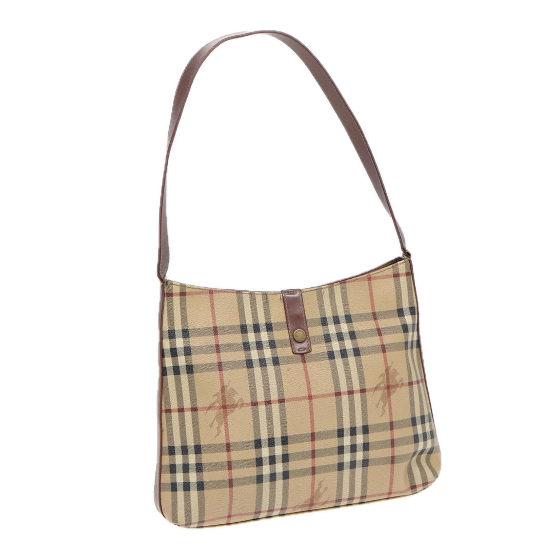 Burberry Nova Check Shoulder Bag Canvas Beige Auth bs16479