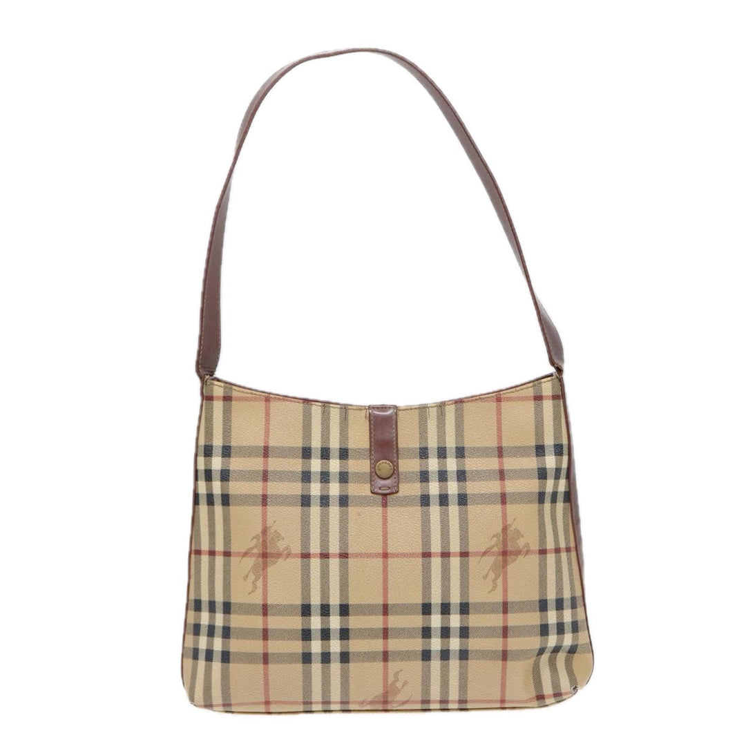 Burberry Nova Check Shoulder Bag Canvas Beige Auth bs16479