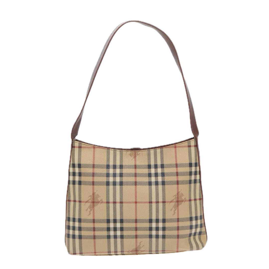 Burberry Nova Check Shoulder Bag Canvas Beige Auth bs16479