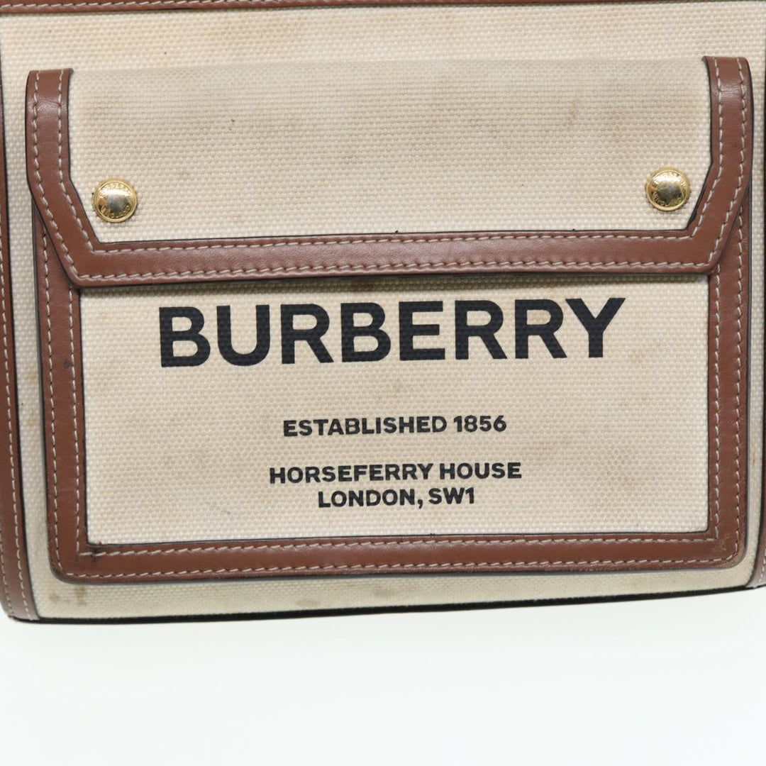 Burberry Hand Bag Canvas Leather 2way Beige Auth bs16488
