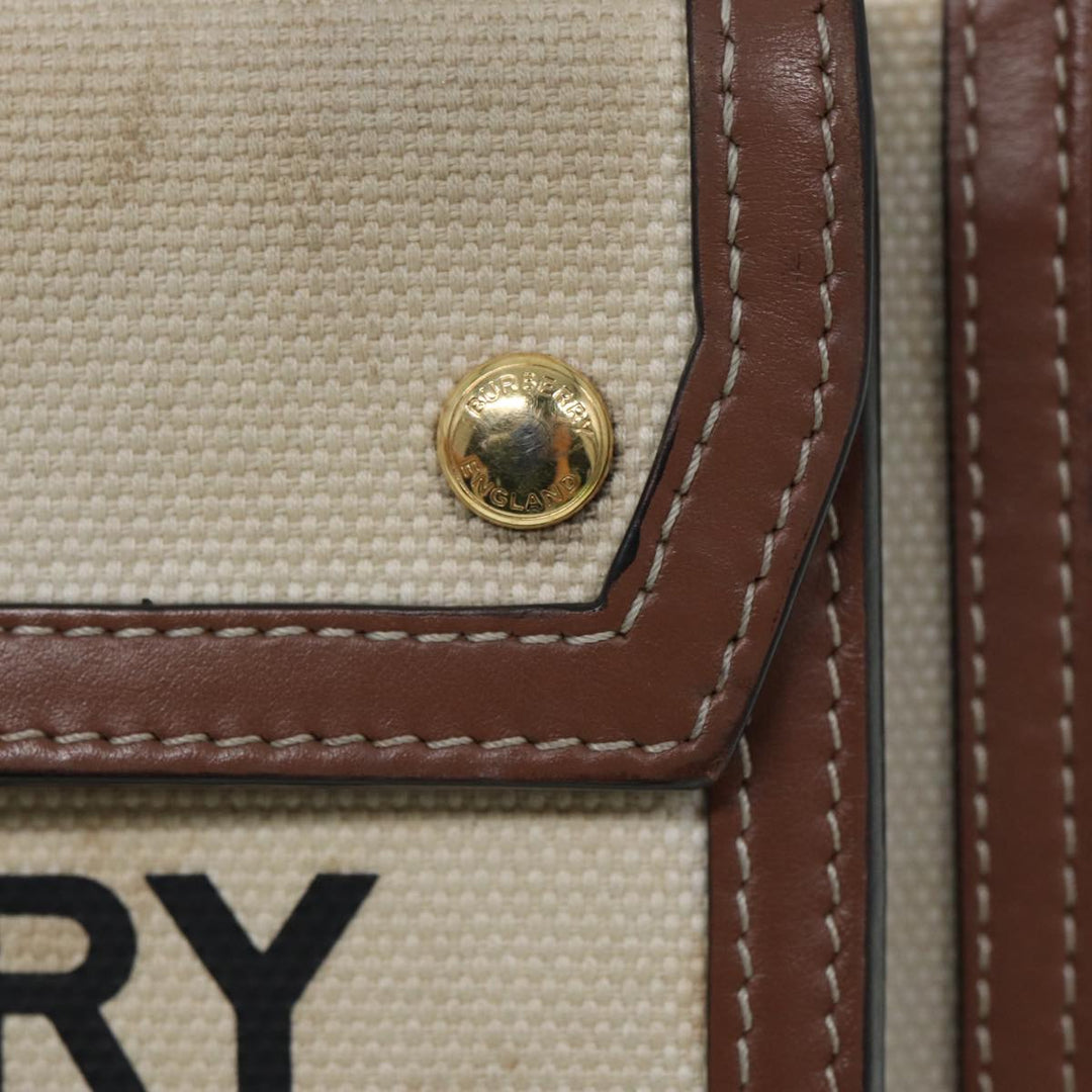 Burberry Hand Bag Canvas Leather 2way Beige Auth bs16488
