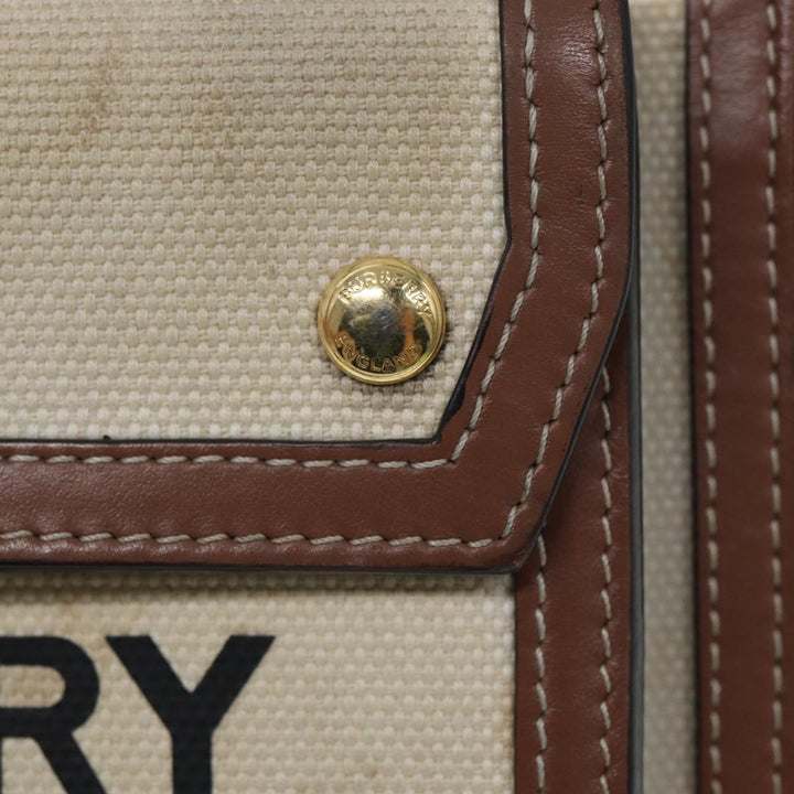 Burberry Hand Bag Canvas Leather 2way Beige Auth bs16488