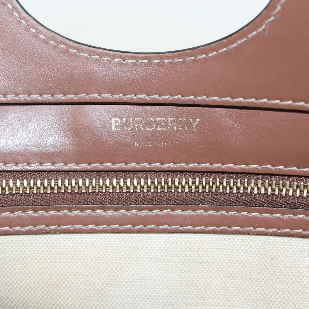 Burberry Hand Bag Canvas Leather 2way Beige Auth bs16488