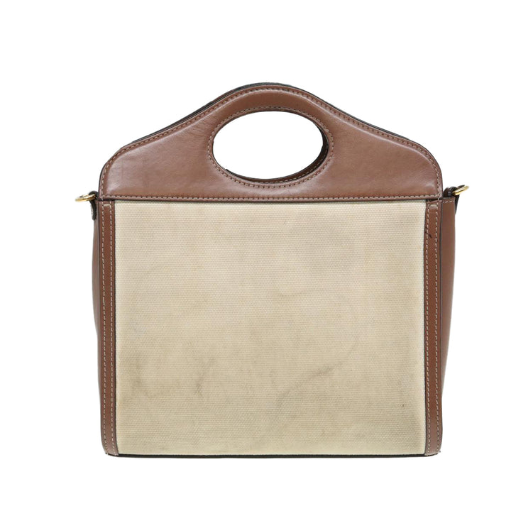 Burberry Hand Bag Canvas Leather 2way Beige Auth bs16488