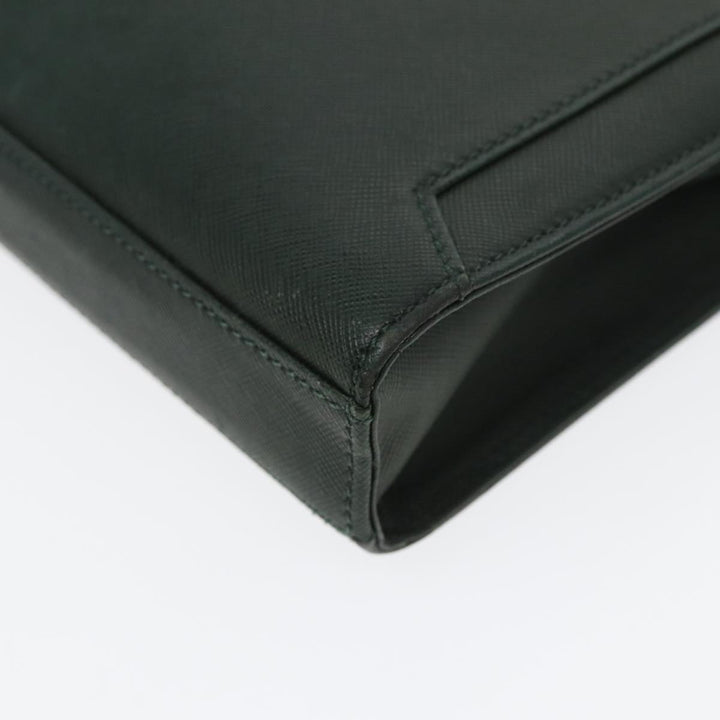 Burberry Clutch Bag Leather Green Auth bs16497