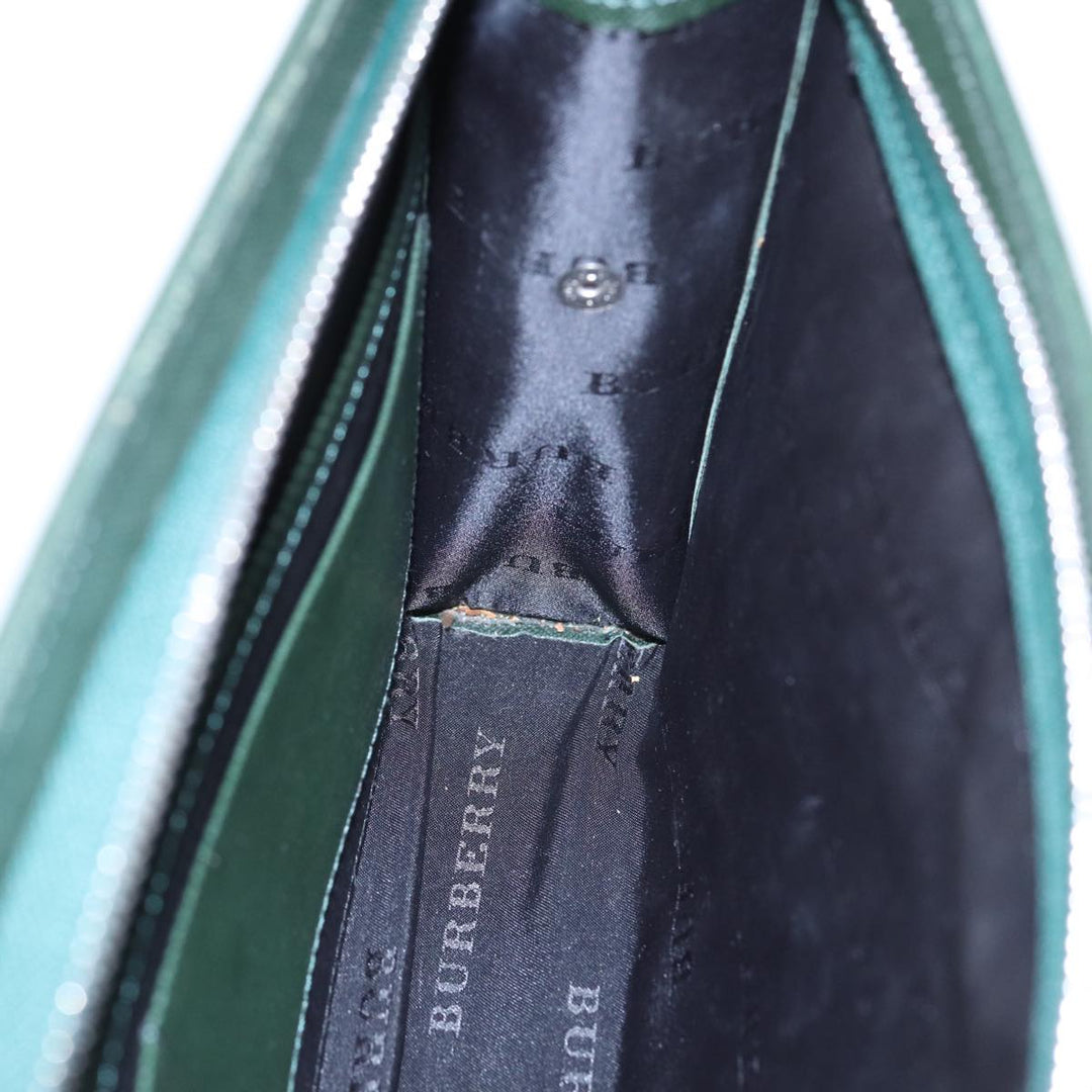Burberry Clutch Bag Leather Green Auth bs16497