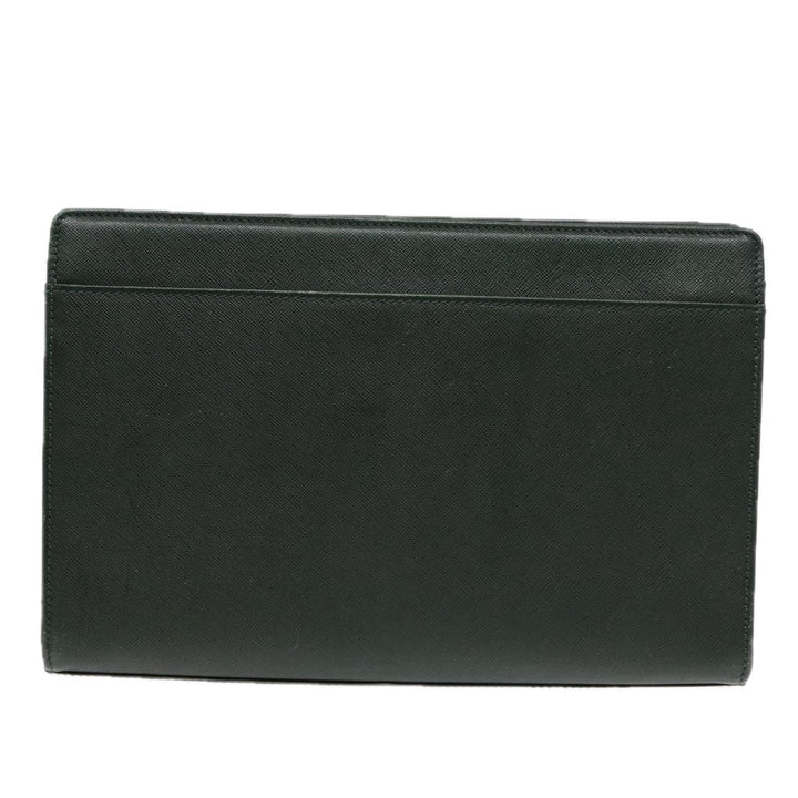 Burberry Clutch Bag Leather Green Auth bs16497