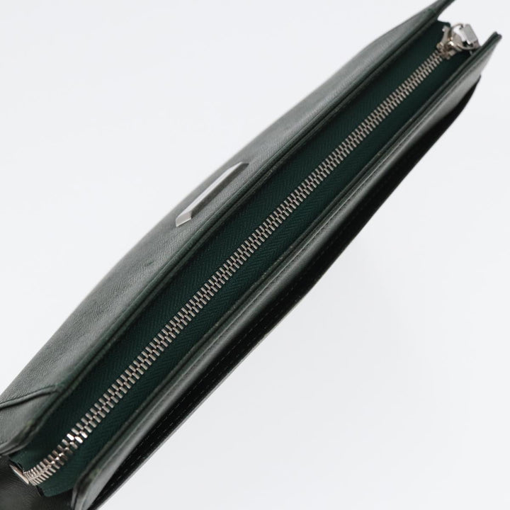 Burberry Clutch Bag Leather Green Auth bs16497
