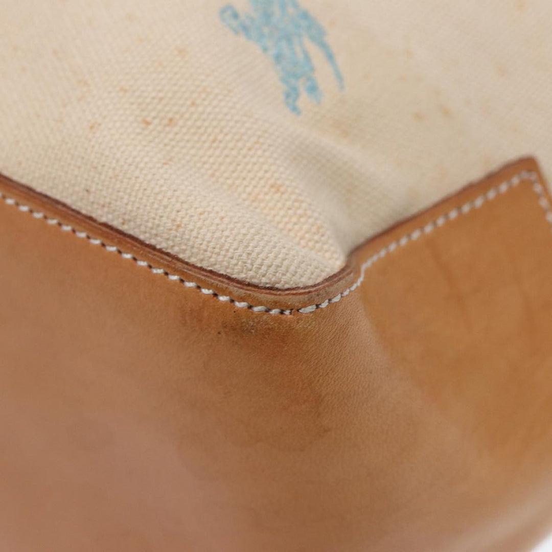Burberry Blue Label Tote Bag Canvas Leather Beige Brown Silver Auth bs16527