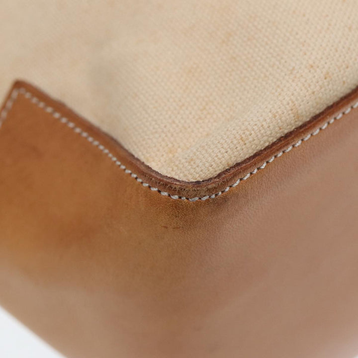 Burberry Blue Label Tote Bag Canvas Leather Beige Brown Silver Auth bs16527