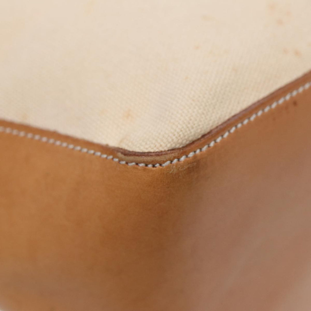 Burberry Blue Label Tote Bag Canvas Leather Beige Brown Silver Auth bs16527