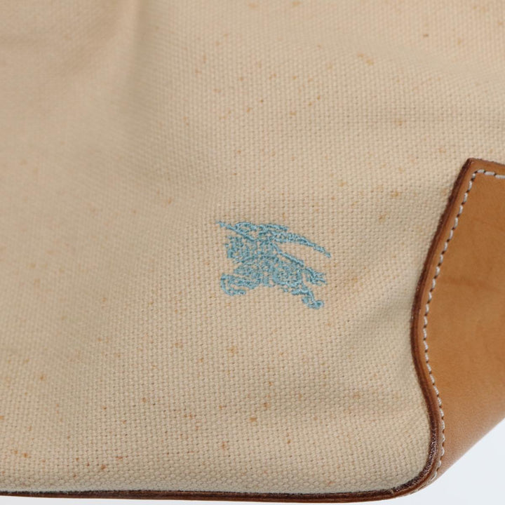 Burberry Blue Label Tote Bag Canvas Leather Beige Brown Silver Auth bs16527