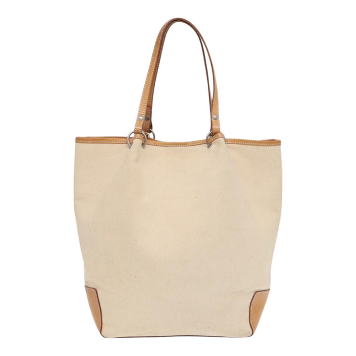 Burberry Blue Label Tote Bag Canvas Leather Beige Brown Silver Auth bs16527