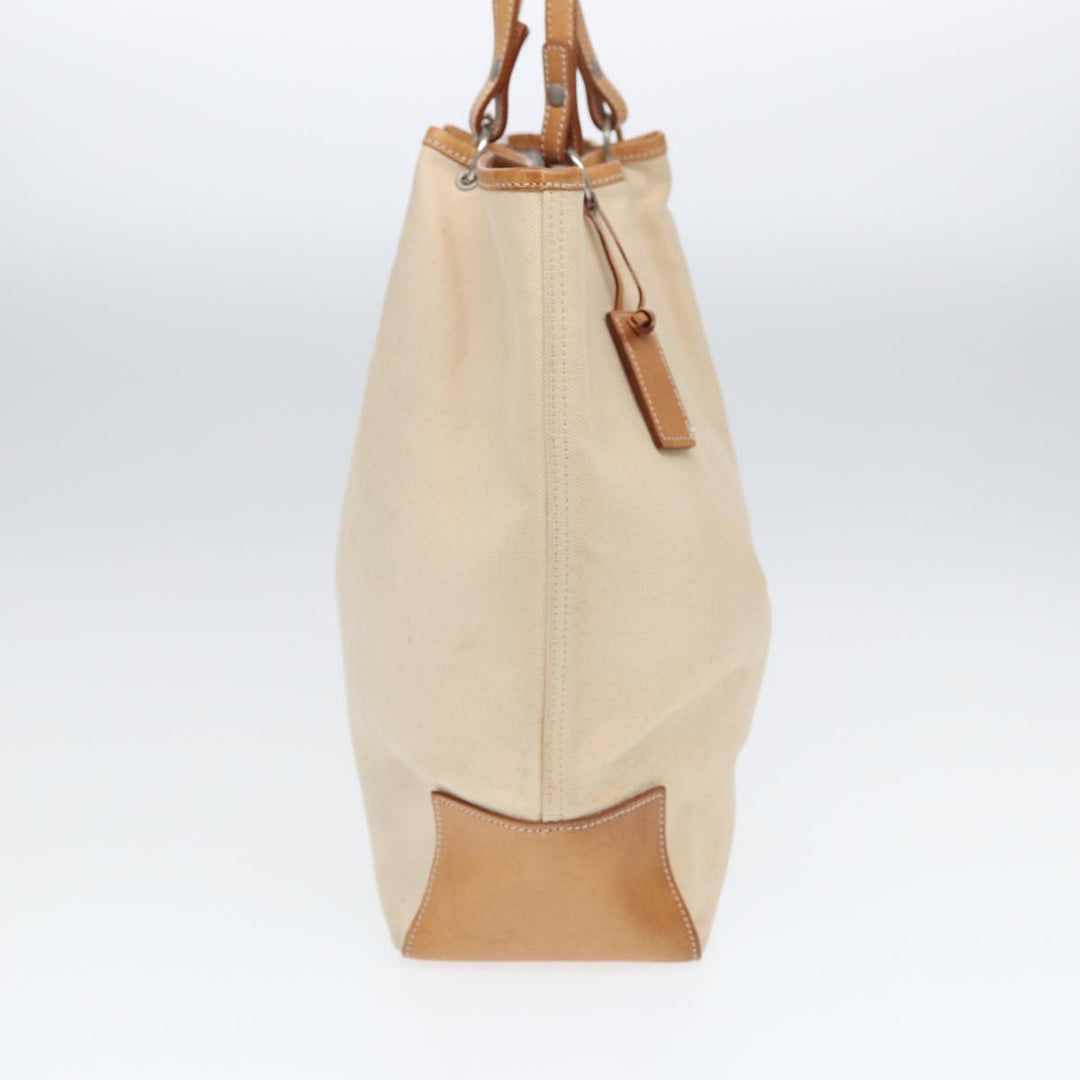 Burberry Blue Label Tote Bag Canvas Leather Beige Brown Silver Auth bs16527