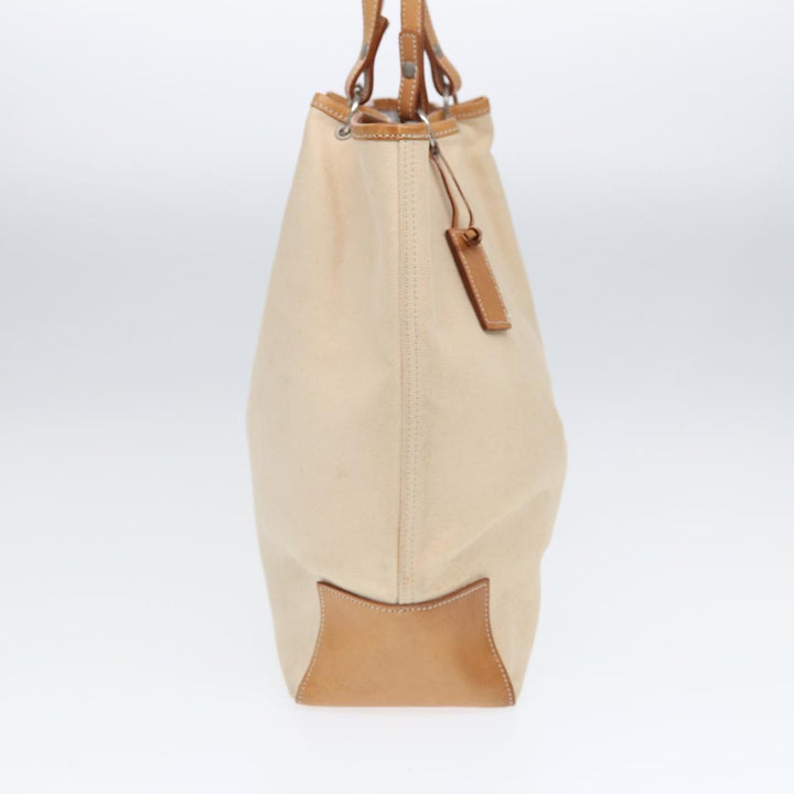 Burberry Blue Label Tote Bag Canvas Leather Beige Brown Silver Auth bs16527