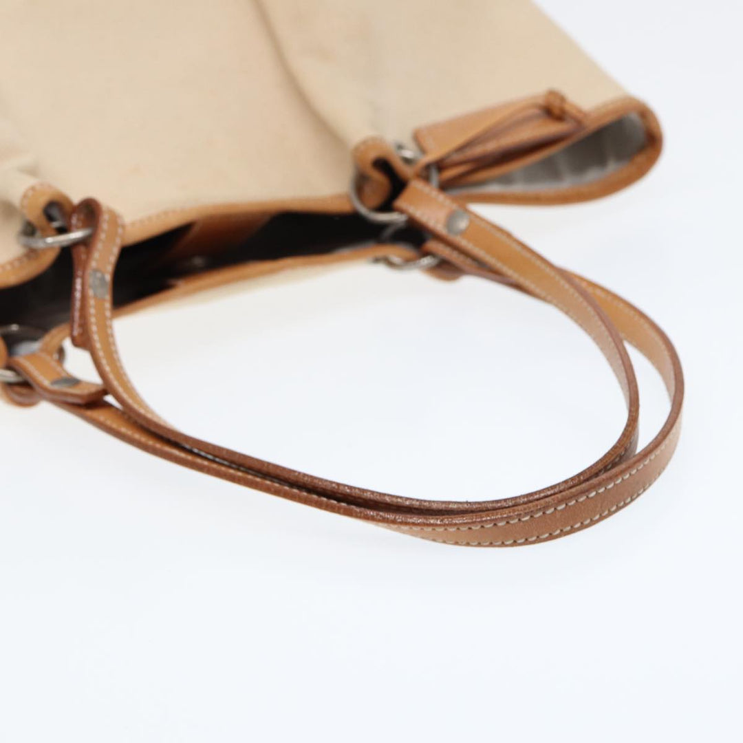 Burberry Blue Label Tote Bag Canvas Leather Beige Brown Silver Auth bs16527