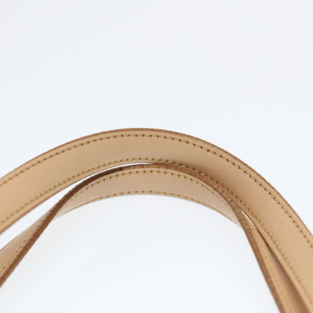 Burberry Hand Bag Leather Beige Gold Auth bs16528