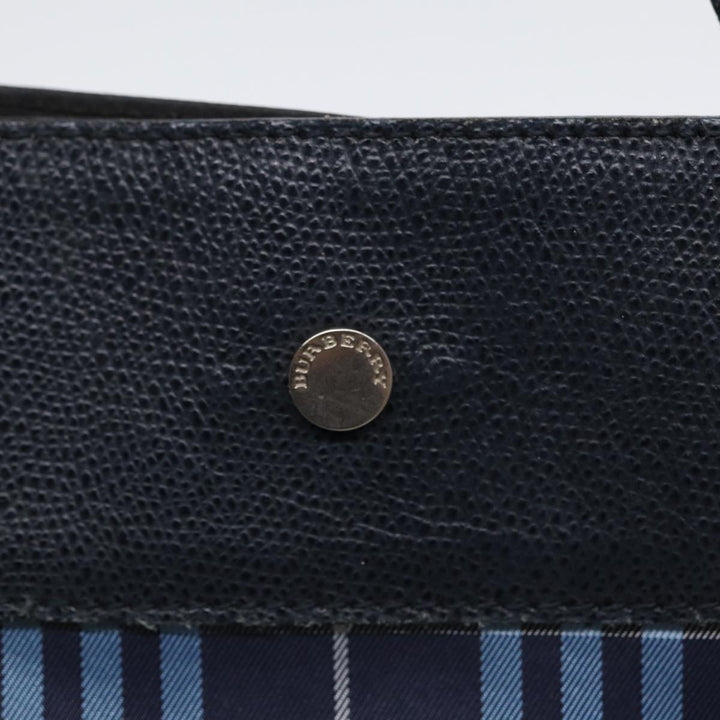 Burberry Nova Check Hand Bag Nylon Leather Blue Black Silver Auth bs16533