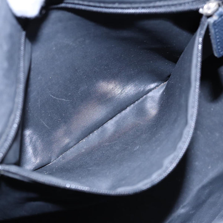 Burberry Nova Check Hand Bag Nylon Leather Blue Black Silver Auth bs16533
