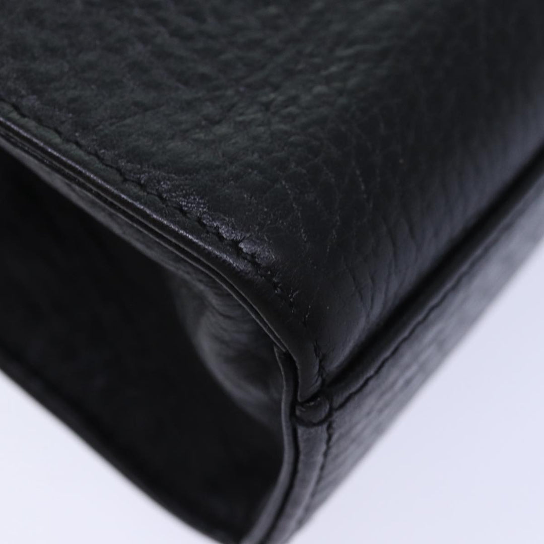 BurberrySs Clutch Bag Leather Black Gold Auth bs16534