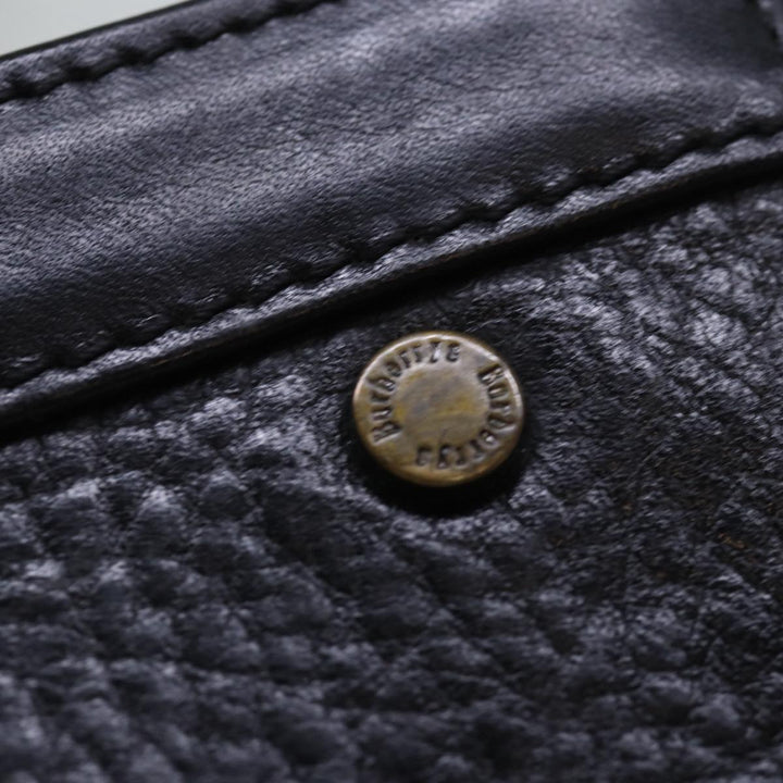 BurberrySs Clutch Bag Leather Black Gold Auth bs16534
