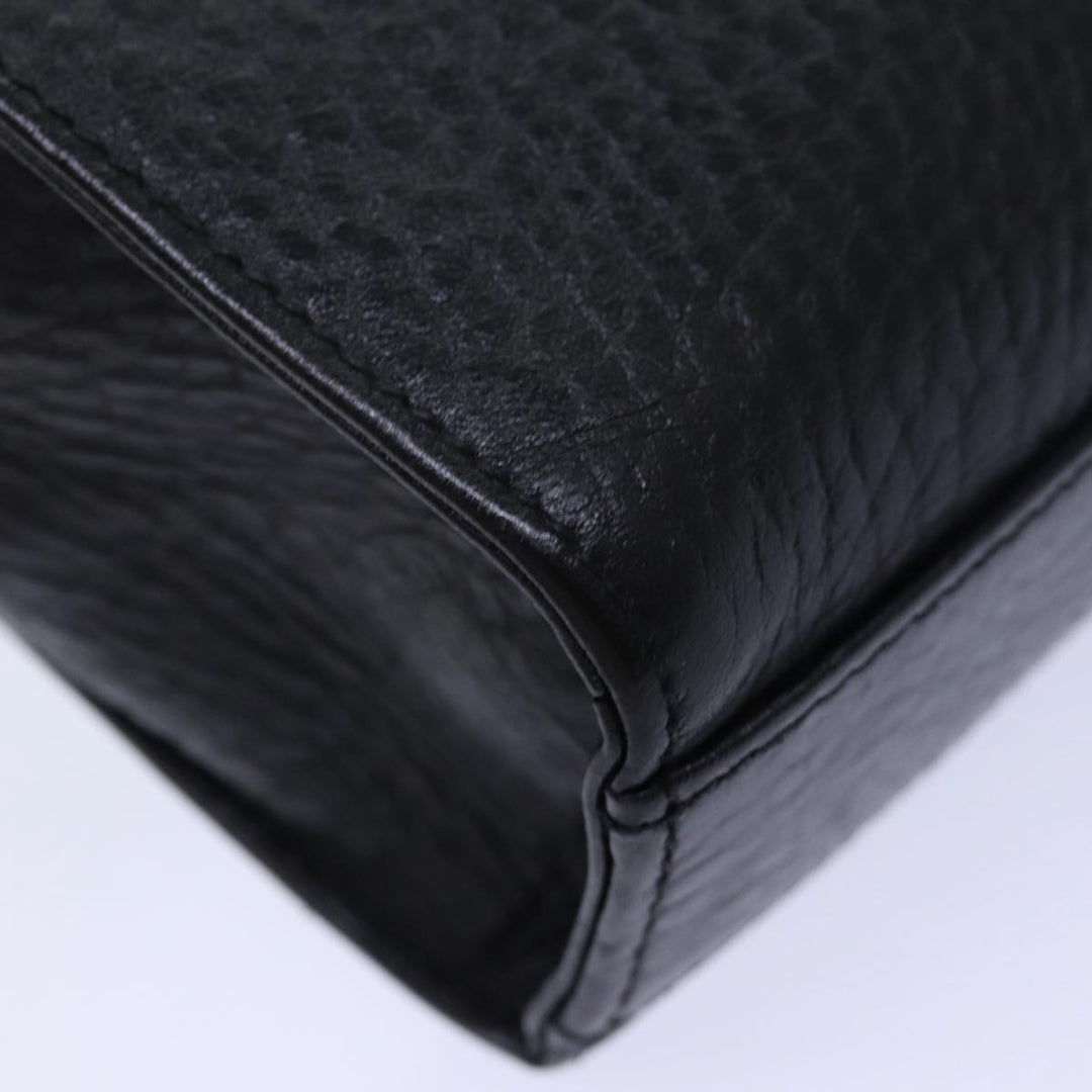 BurberrySs Clutch Bag Leather Black Gold Auth bs16534