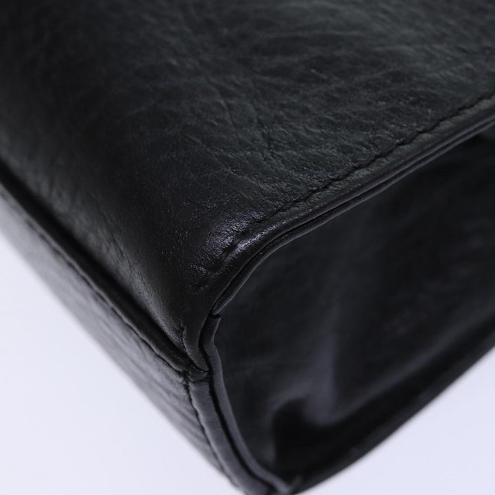 BurberrySs Clutch Bag Leather Black Gold Auth bs16534