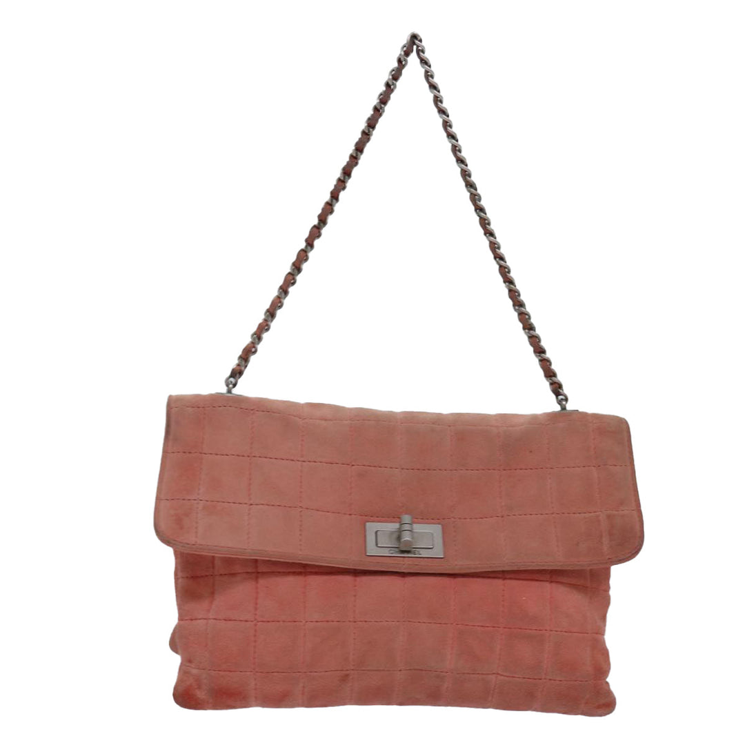 Top Quality Chanel Choco Bar Chain Hand Bag Suede Orange CC Auth bs16570