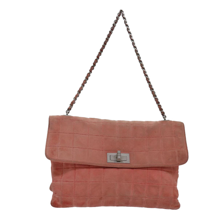 Top Quality Chanel Choco Bar Chain Hand Bag Suede Orange CC Auth bs16570
