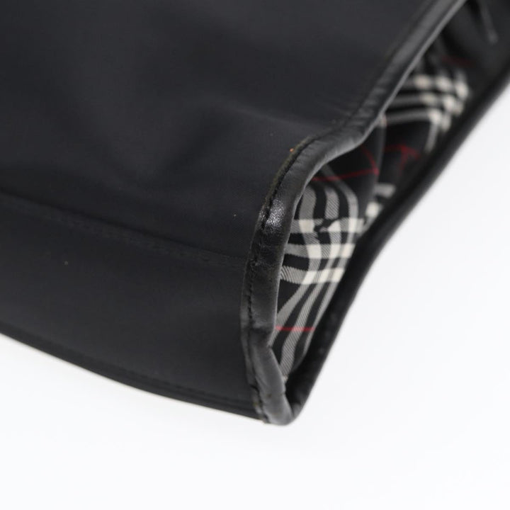 Burberry Black label Hand Bag Nylon Black Silver Auth bs16576