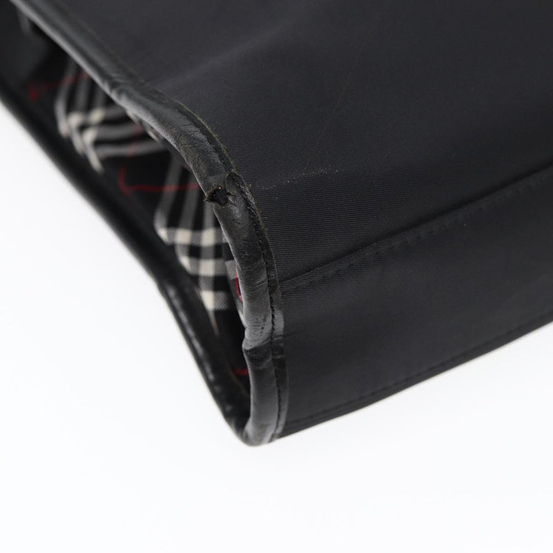 Burberry Black label Hand Bag Nylon Black Silver Auth bs16576