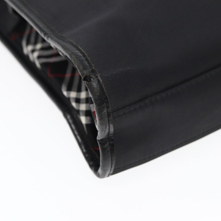 Burberry Black label Hand Bag Nylon Black Silver Auth bs16576