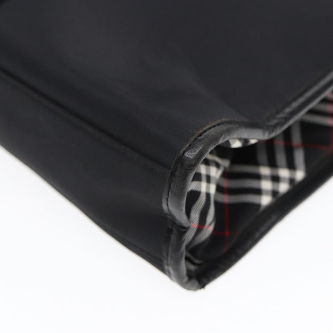 Burberry Black label Hand Bag Nylon Black Silver Auth bs16576