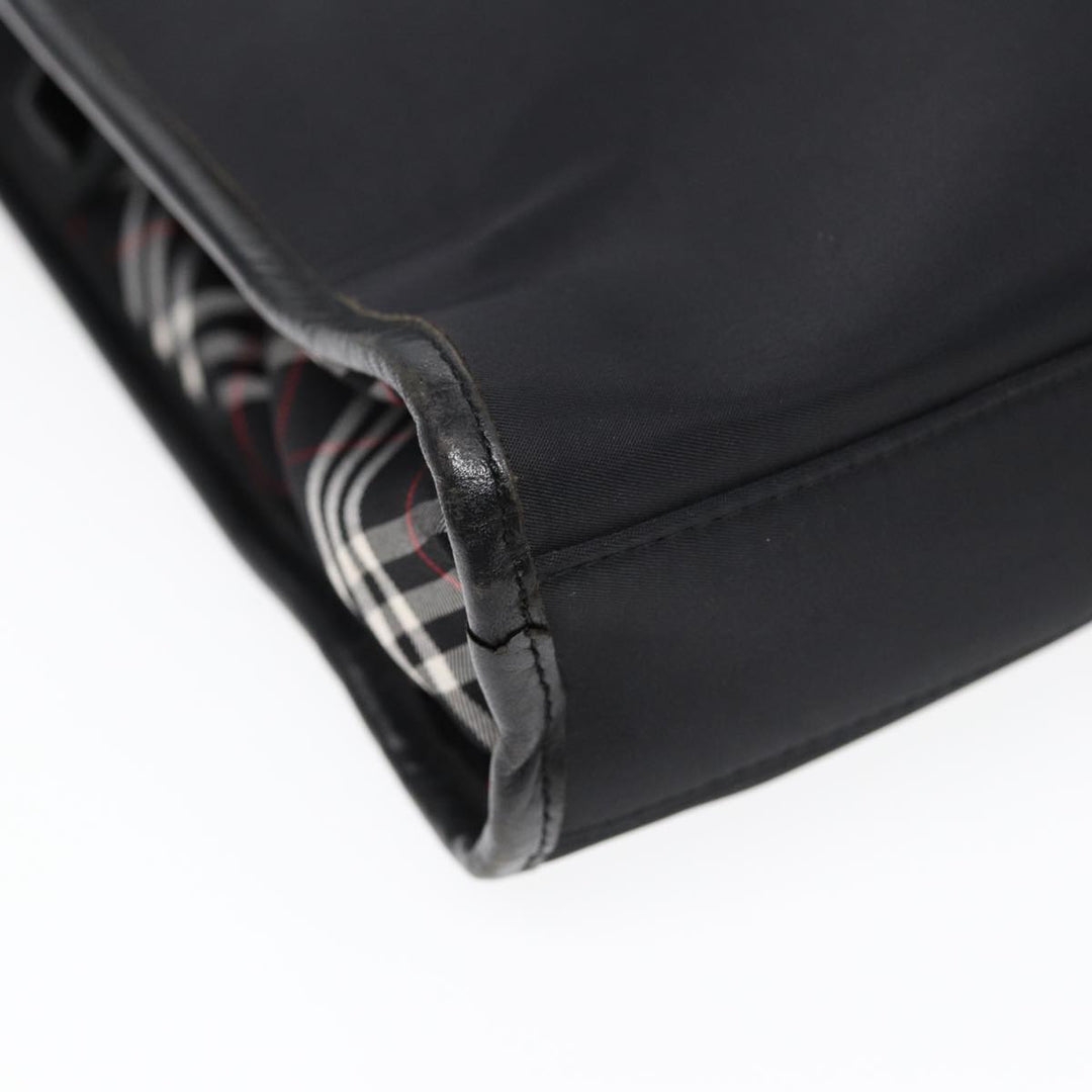 Burberry Black label Hand Bag Nylon Black Silver Auth bs16576