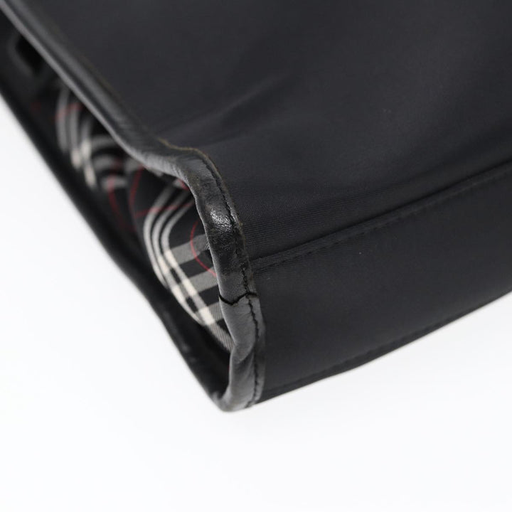 Burberry Black label Hand Bag Nylon Black Silver Auth bs16576