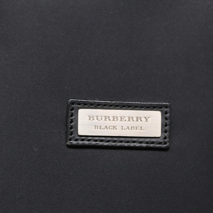 Burberry Black label Hand Bag Nylon Black Silver Auth bs16576