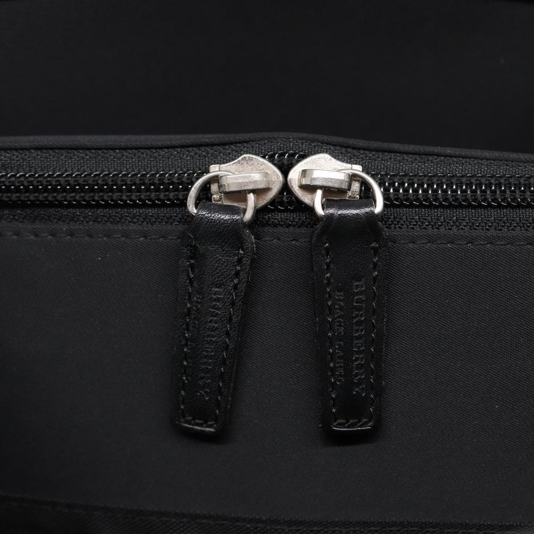 Burberry Black label Hand Bag Nylon Black Silver Auth bs16576