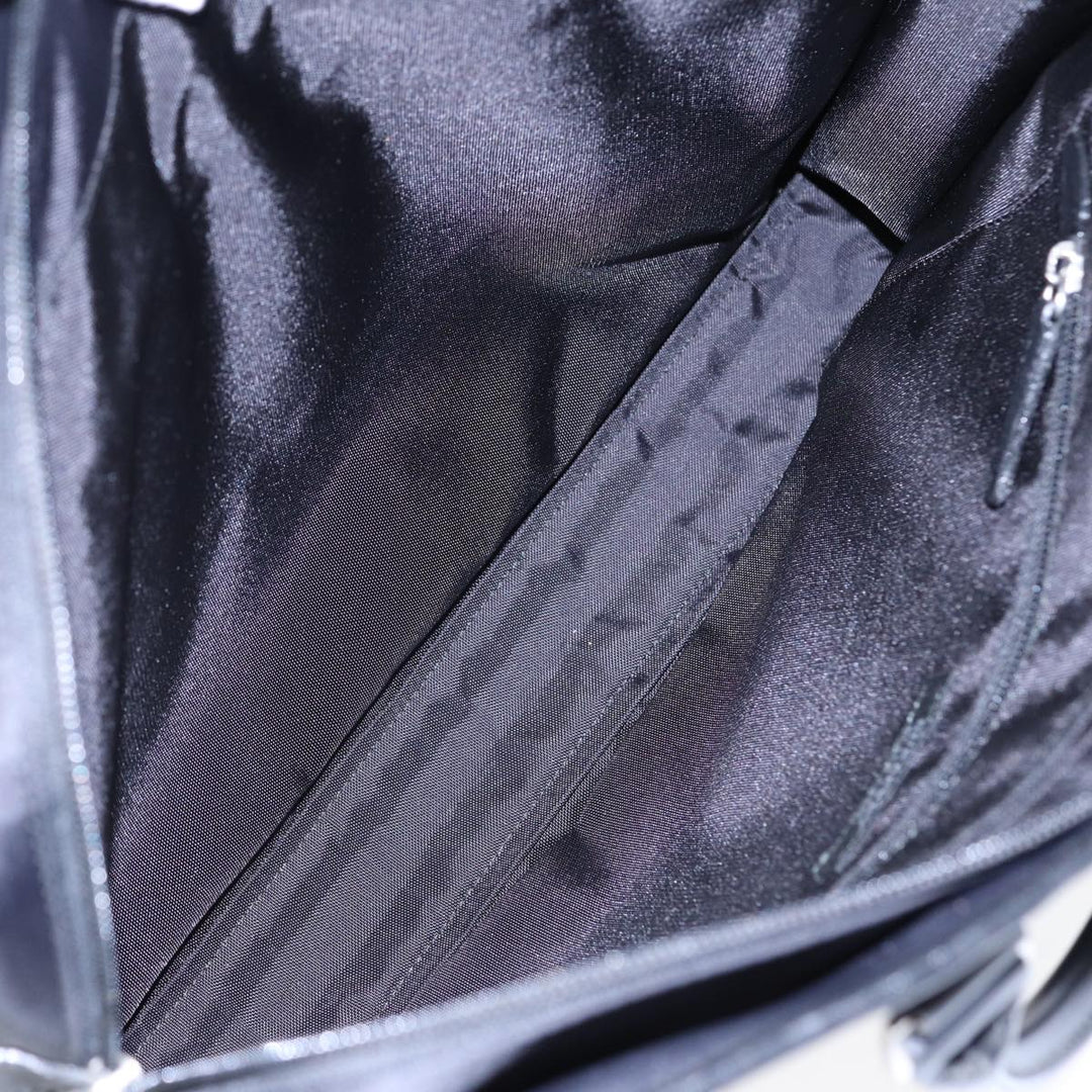 Burberry Black label Hand Bag Nylon Black Silver Auth bs16576