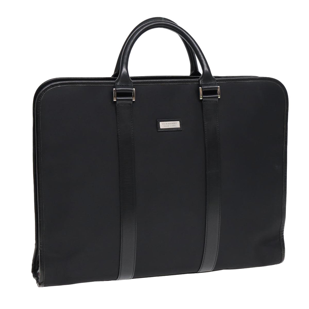 Burberry Black label Hand Bag Nylon Black Silver Auth bs16576